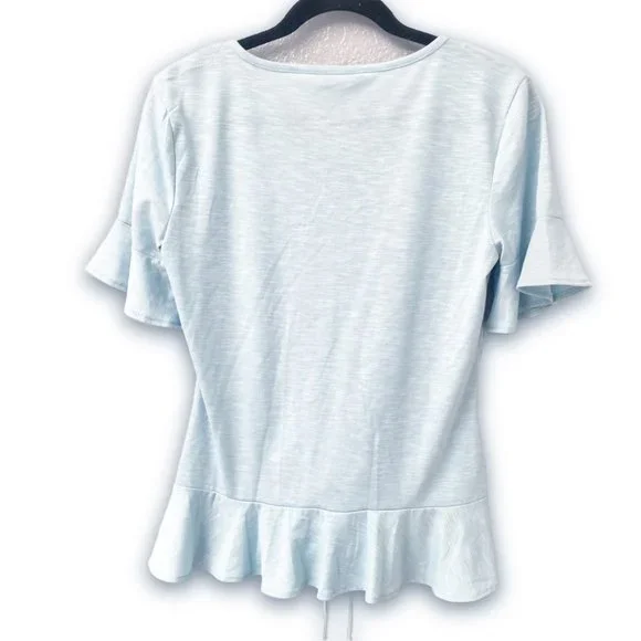 Juicy Couture - Light Blue, Y2K, Flowy Top, with Adjustable Front Tie, Size L - Picture 4 of 10